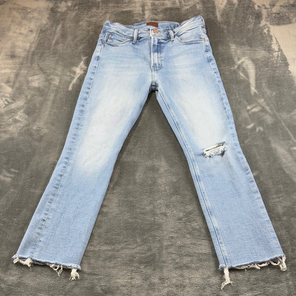 Mother The Dazzler Ankle Fray Jeans Hopeless Romantic Light Wash 27 1906Q-1008